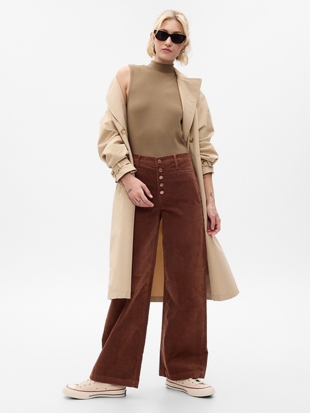 Gap high rise stride wide leg corduroy pants